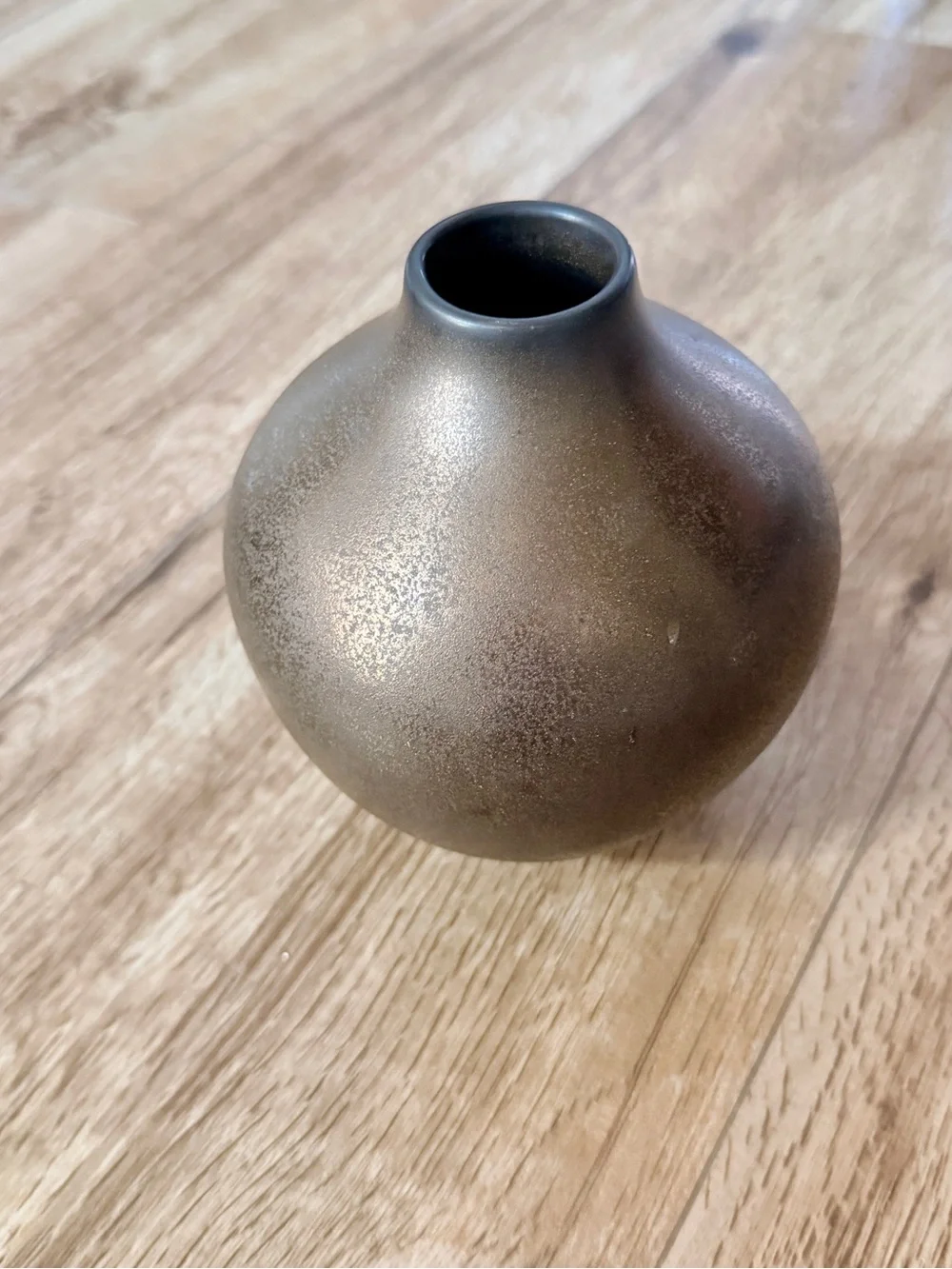 Crate&Barrel Metallic Bronze Round Vase